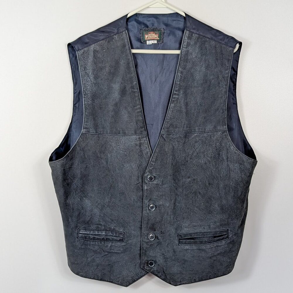 Vintage Greatland Apparel Blue Leather Vest